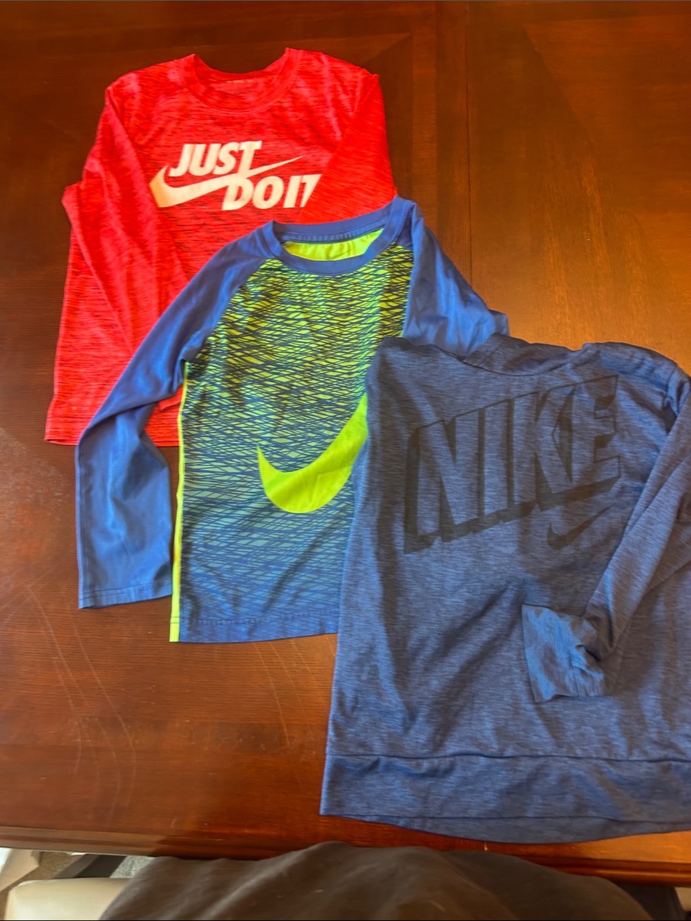 Nike Kids Long-Sleeve Graphic Tees - Red, Blue, Neon Green